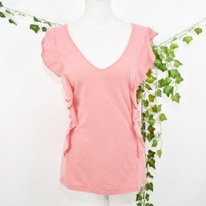 ModCloth pink blush ruffle sleeveless blouse top